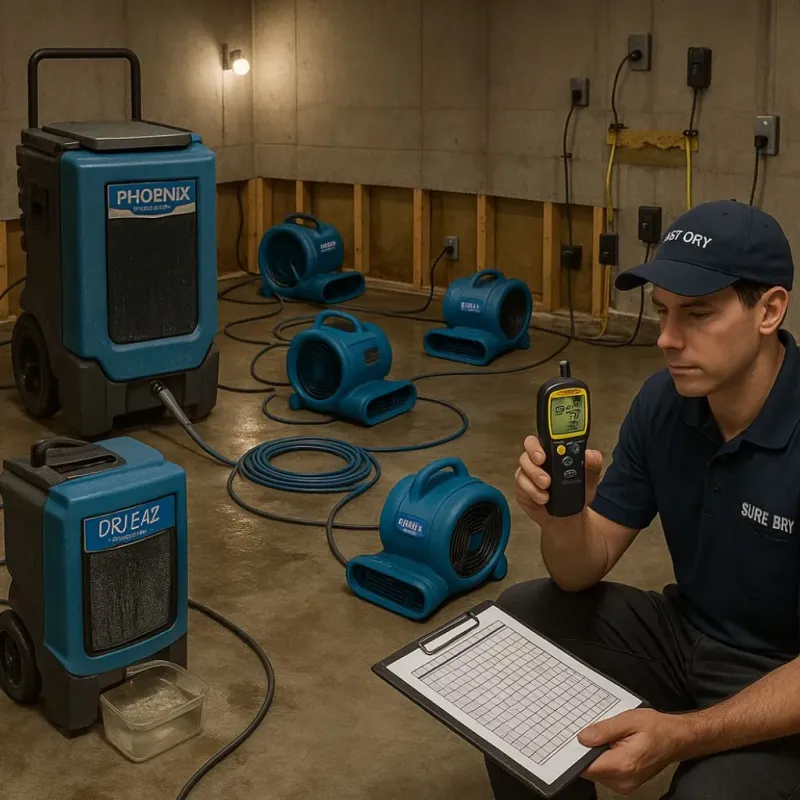 Structural Drying and Dehumidification process in Wiggins, MS